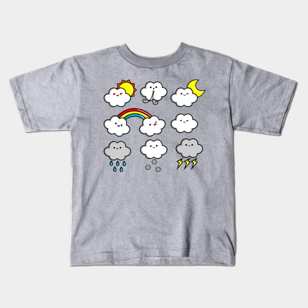 Clouds Emoji Kids T-Shirt by Braeprint